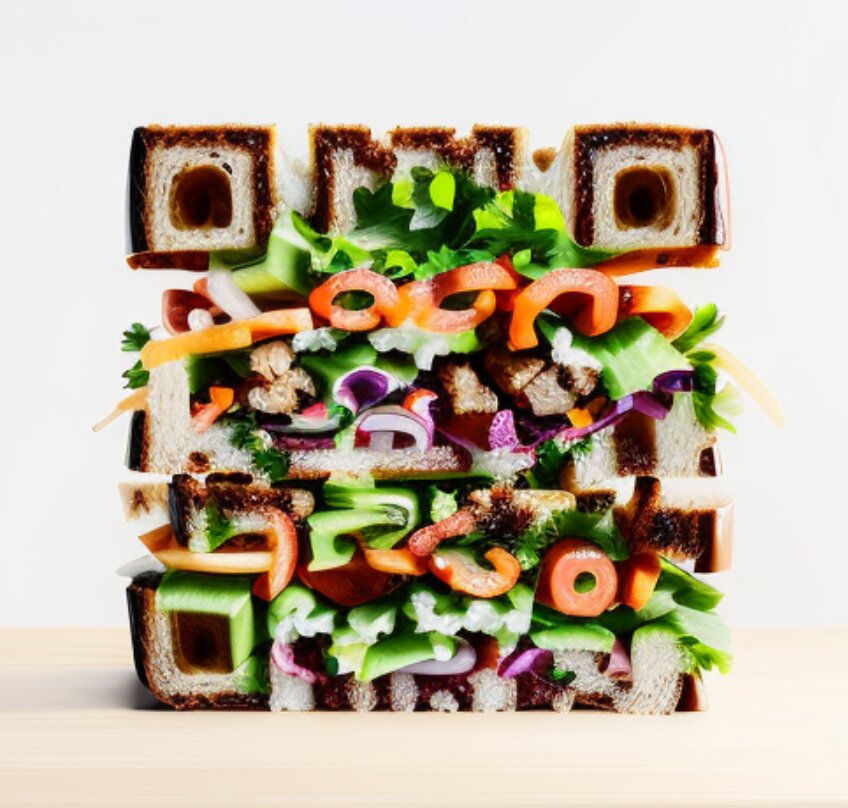 Scannable AI QR code with a jarring composition (example 1)