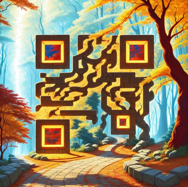 Scannable AI QR code with a jarring composition (example 2)