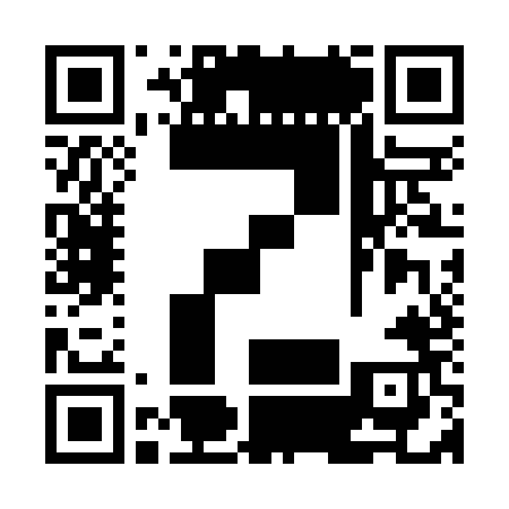Black and white module grid whose data modules spell the digits 72, encoding 72qr.wuko.ai